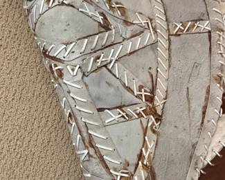 Patchwork Cowhide Round Rug with Starburst Pattern third image