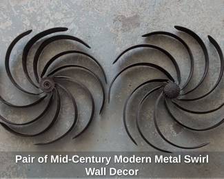 Pair of MidCentury Modern Metal Swirl Wall Decor
