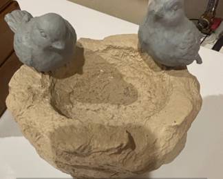Two Birds on a Nest Bird Bath or Feeder Sculpture