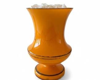 Bohemian Czech Yellow Tango Art Glass Vase with Black Bird Motif second image