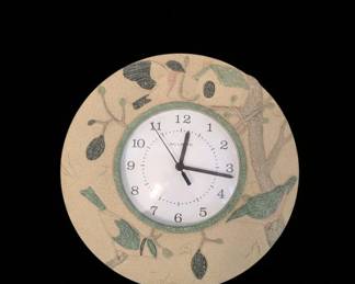 Handmade Ceramic Bird and Tree Motif Wall Clock by AcuRite