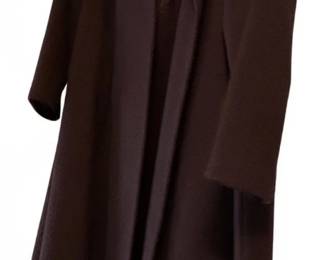 Vintage Brown Wool Coat with Genuine Fur Collar