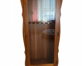 Wooden Gun Display Cabinet with Glass Door and Drawer
