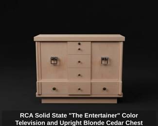 RCA Solid State The Entertainer Color Television and Upright Blonde Cedar Chest