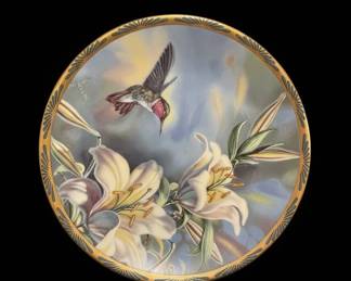 Rubythroated Hummingbirds and Lilies Collector Plate by Craig Nelson