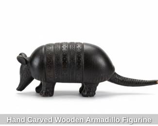 Hand Carved Wooden Armadillo Figurine