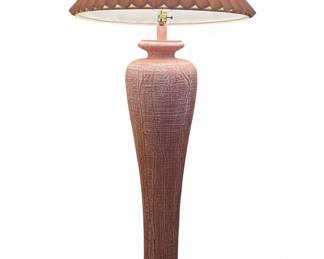 Pink TerracottaStyle Floor Lamp with Pleated Shade