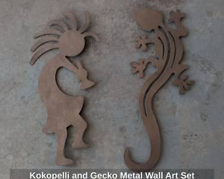 Kokopelli and Gecko Metal Wall Art Set