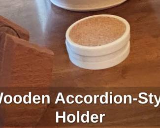 Vintage Wooden AccordionStyle Napkin Holder