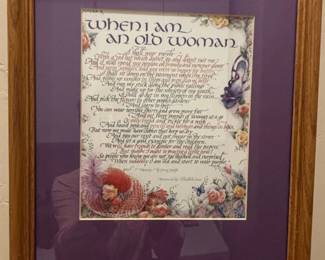 When I Am An Old Woman Framed Calligraphy and Illustration