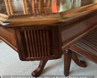 Traditional Cherry Wood Dining Table and Chairs Set third image