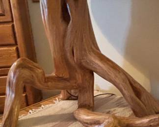 Rustic Driftwood Lamp with Western Scene Lampshade second image