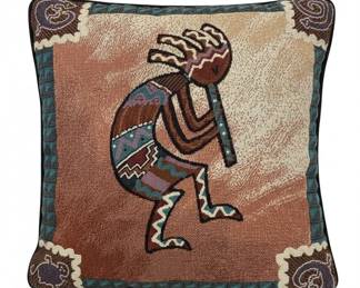 Kokopelli Tapestry Pillow and Southwestern Landscape Tapestry Signed SV