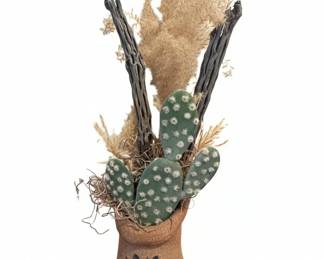 Southwestern Style Faux Cactus and Dried Floral Wall Arrangement