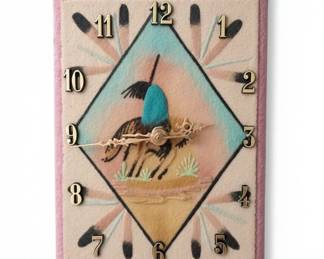 Southwestern Style Wall Clock with Horse and Rider Motif