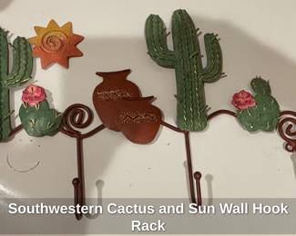 Southwestern Cactus and Sun Wall Hook Rack