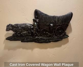 Cast Iron Covered Wagon Wall Plaque