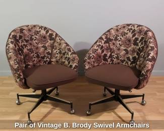 Pair of Vintage B. Brody Swivel Armchairs