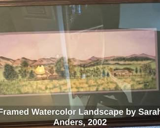 Framed Watercolor Landscape by Sarah Anders,