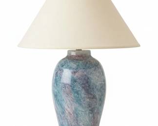 MidCentury Modern Ceramic Table Lamp with Marbled Glaze