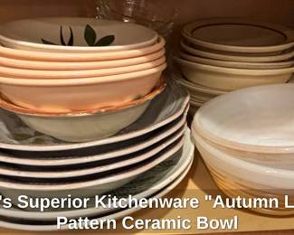 Halls Superior Kitchenware Autumn Leaf Pattern Ceramic Bowl third image