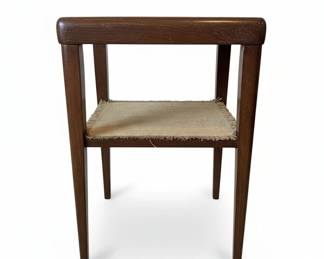 Vintage Wooden Side Table with Burlap Shelf