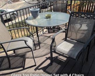 Glass Top Patio Dining Set with Chairs