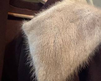 Vintage Brown Wool Coat with Genuine Fur Collar second image