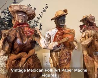 Vintage Mexican Folk Art Paper Mache Figures second image