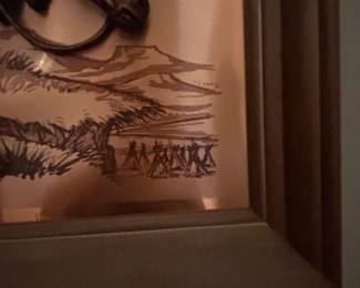 Framed John Louw Copper Embossed Wall Art  Native American on Horseback second image