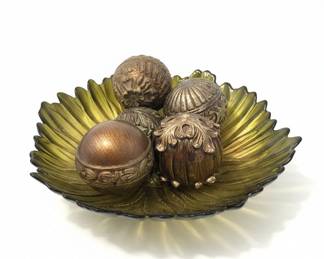 Vintage Goofus Glass Carnation Bowl with Orbs