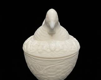 Avon White Milk Glass Hen on Nest Dish second image