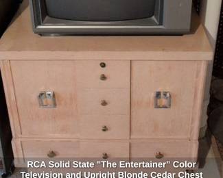 RCA Solid State The Entertainer Color Television and Upright Blonde Cedar Chest second image