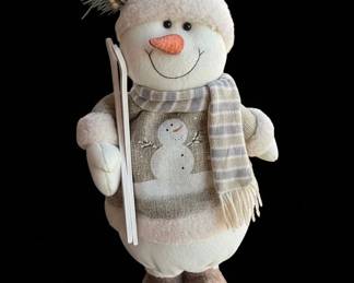 Plush Snowman with Skis and Scarf