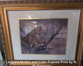 Leopard Mother and Cubs Framed Print by R. M. Harrison