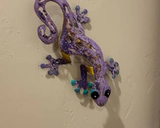 HandPainted Metal Gecko Wall Art
