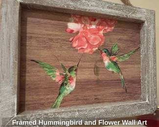 Framed Hummingbird and Flower Wall Art second image