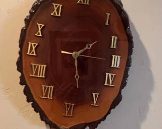 Live Edge Wood Slice Wall Clock with Roman Numerals