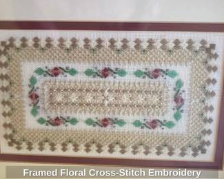 Framed Floral CrossStitch Embroidery second image