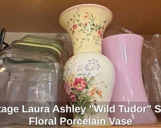 Vintage Laura Ashley Wild Tudor Style Floral Porcelain Vase