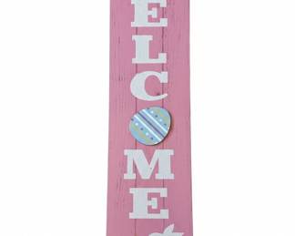 Glitzhome Easter Wooden Porch Sign with Bunny and Flowers