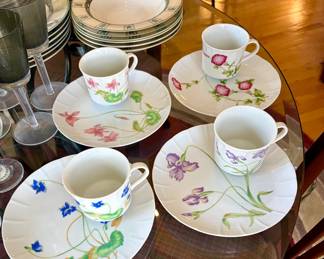 Vintage floral porcelain snack set