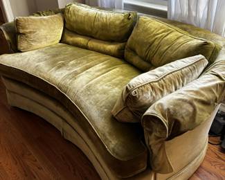 Green velvet loveseat