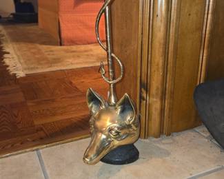 Brass Fox head with riding crop handle- Door stop $