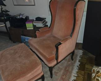 Mid-Century Wingback chair and ottoman  $400