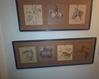 Original sketches Equestrian Pin-ups Set of 3 and Set of 4