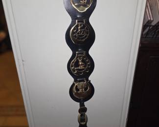 Medallion Horse brasses on a leather belt display $20 each