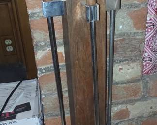 Sharp & classy Fireplace tools. Wood and Chrome $25