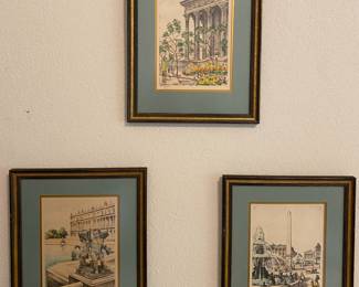 Mid-century French same watercolors