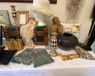 Lots of beautiful decor items, stunning, vintage ostrich, feather boa